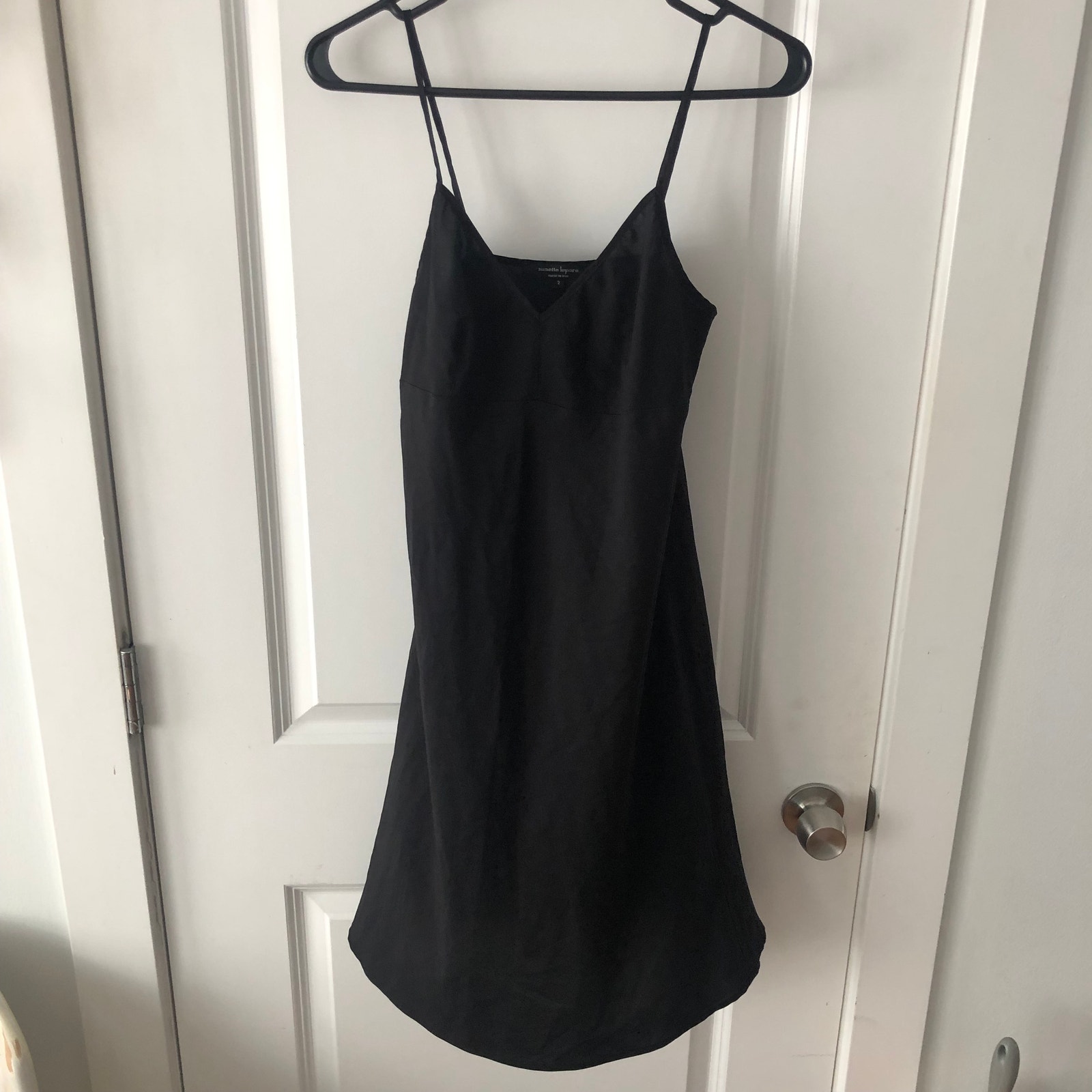 Nanette Lepore Womens Cami Slip Dress V Neck Spaghetti Black Size 2 $319 Retail